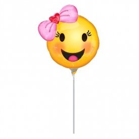 Globo Emoji Niña Sonriente palito sin inflar