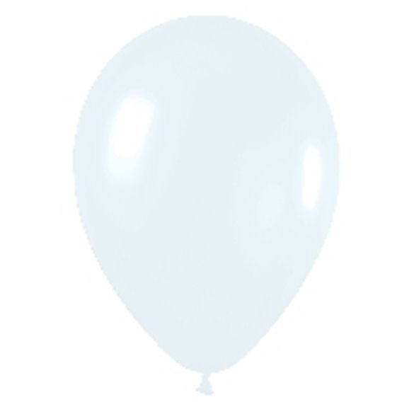 Globos Látex R12 Blanco Sólido de 30cm aprox (50 ud)