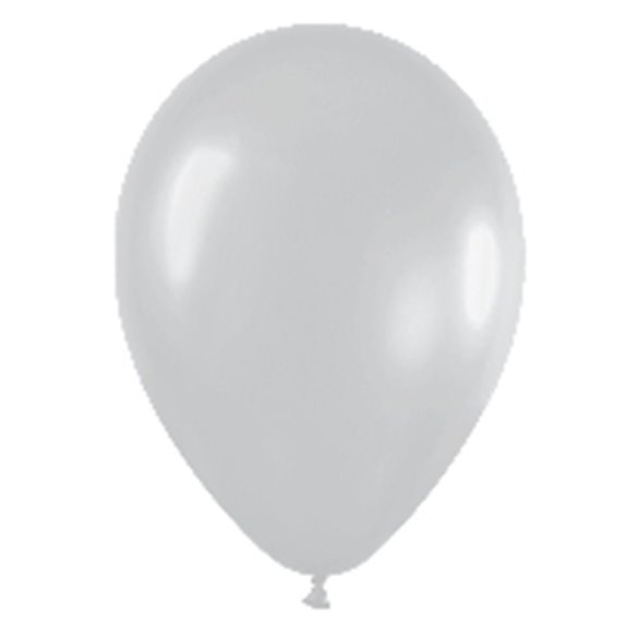 Globos Látex R12 Plata Satín de 30cm aprox (50 ud)