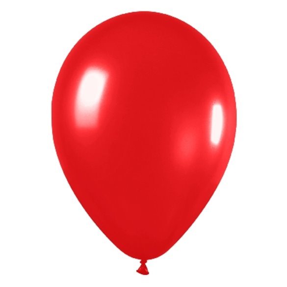 Globos Látex R12 Rojo Metalizado de 30cm aprox (50 ud)