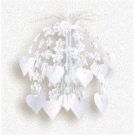 Decoracion Cascada Boda Flores y Corazones Plata de 70 cm