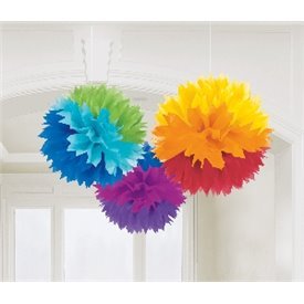 Fluffy PomPom Colgante Color Multicolor Arco Iris(3 de 40,6 cm)