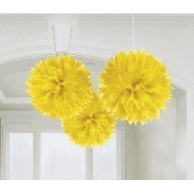 Fluffy PomPom Colgante Color Amarillo (3 de 40,6 cm)