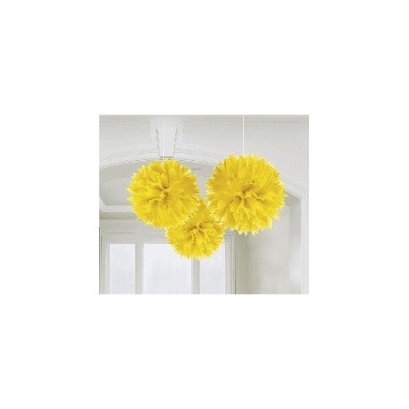 Fluffy PomPom Colgante Color Amarillo (3 de 40,6 cm)