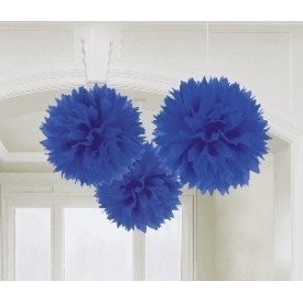Fluffy PomPom Colgante Color Azul Fuerte (3 de 40,6 cm)