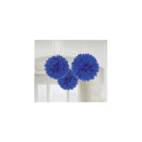 Fluffy PomPom Colgante Color Azul Fuerte (3 de 40,6 cm)