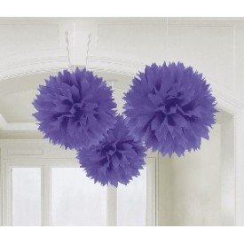 Fluffy PomPom Colgante Color Morado (3 de 40,6 cm)