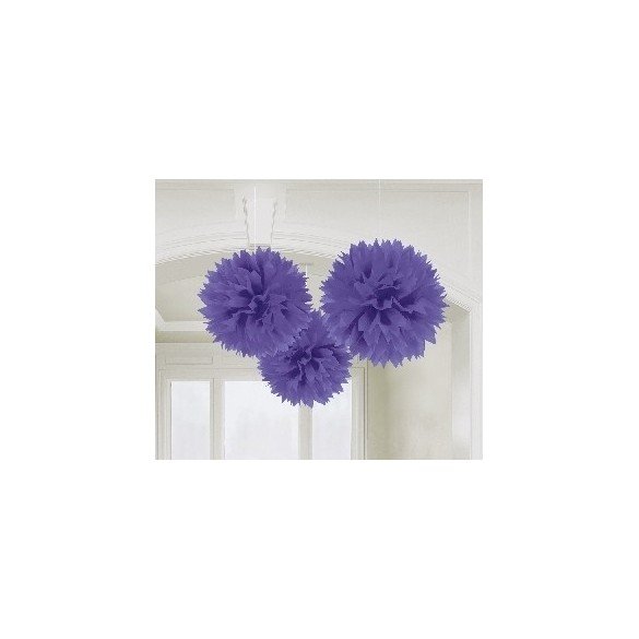 Fluffy PomPom Colgante Color Morado (3 de 40,6 cm)
