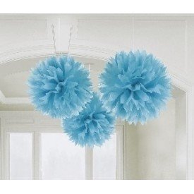 Fluffy PomPom Colgante Color Azul Caribe (3 de 40,6 cm)