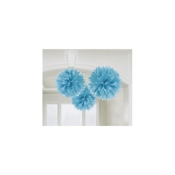 Fluffy PomPom Colgante Color Azul Caribe (3 de 40,6 cm)