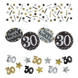 Confeti Happy 30 Birthday Prismatic Plata/oro