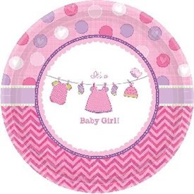Platos Baby shower Girl Pink de 17 cm aprox. (8)