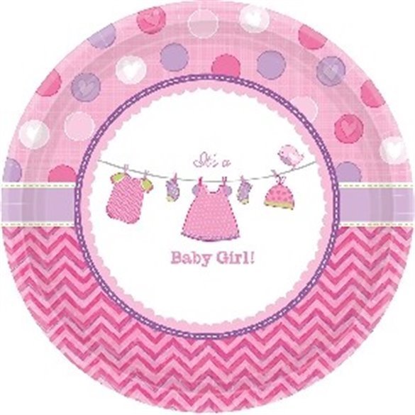 Platos Baby shower Girl Pink de 17 cm aprox. (8)