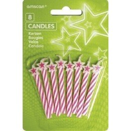 Articulo Velas (8) Estrellas Rosa de Amscan