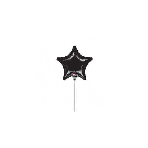 Globo con palo de 10 cm aprox Forma ESTRELLA  NEGRO (BP)