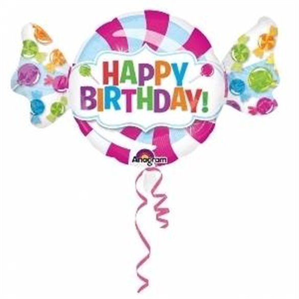 Globo Happy Birthday Forma Caramelo de 101cm