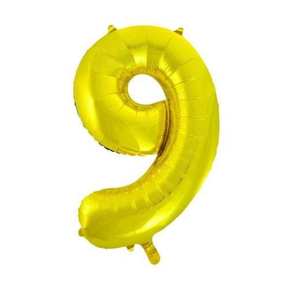 GLOBO GIGANTE NUMERO Nº9 Color Oro (Altura 85cm, Empaquetado)