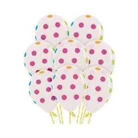 Globos Transparentes con Puntos de Colores Neón 30cm (12 ud)