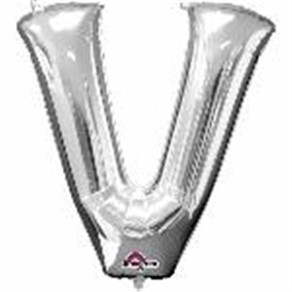 Globo Letra V Mini de Color Plata (40 cm Aprox)3305411 Anagram