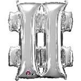 Globo Simbolo almohadilla Mini de Color Plata (40 cm Aprox)