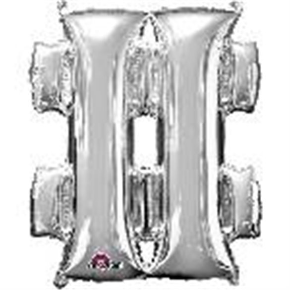 Globo Simbolo almohadilla Mini de Color Plata (40 cm Aprox)
