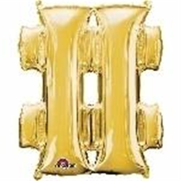 Globo Simbolo almohadilla Mini de Color Oro (40 cm Aprox)3306701 Anagram