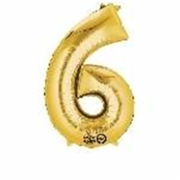 Globo Numero Nº6 Color Oro (33 cm Aprox, Empaquetado)