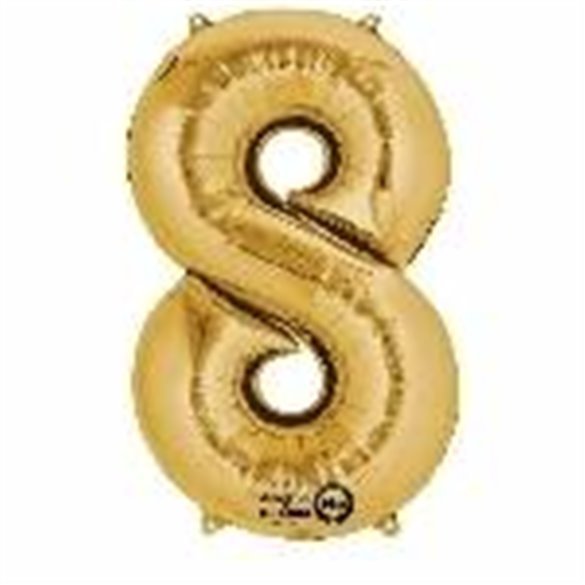 Globo Numero Nº8 Color Oro (33 cm Aprox, Empaquetado)