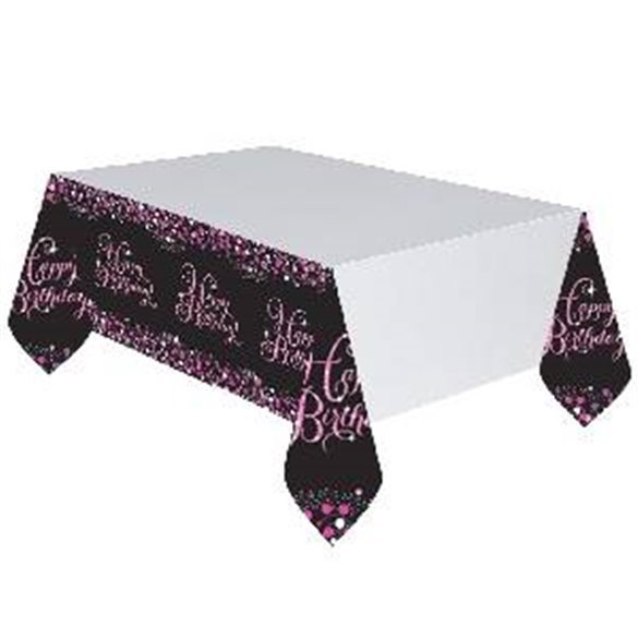 Mantel Happy Birthday Prismatic Rosa/Negro