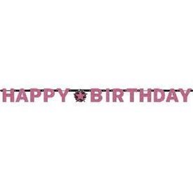 Guirnalda Banderin Happy Birthday Prismatic Rosa/Negro