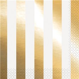 Servilletas Rayas Oro Brillo (16)