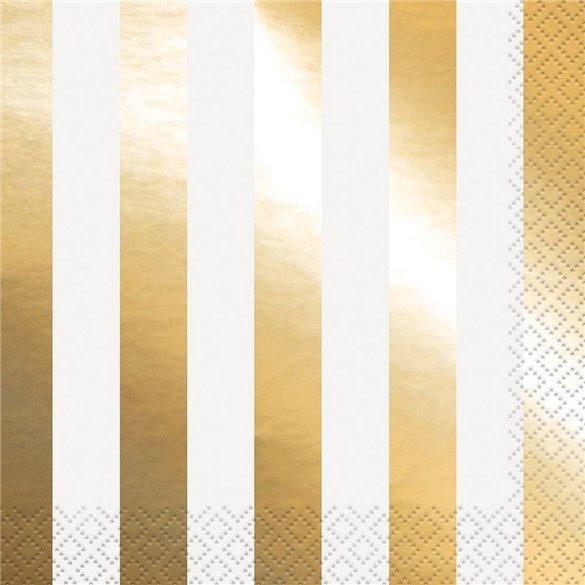 Servilletas Rayas Oro Brillo (16)