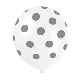 Globos blancos con puntos plata (6)