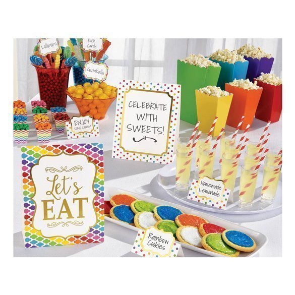 Kit decoracion Buffet Colores (12 Piezas 3 Grandes 3 Medianos 6 Pinchos)