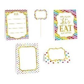 Kit decoracion Buffet Colores (12 Piezas 3 Grandes 3 Medianos 6 Pinchos)