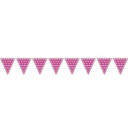Articulo Banderín Triangulo Plástico Color Rosa Lunar Blanco (5 Mts...
