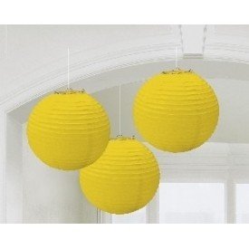 Linternas Colgantes Color Amarillo (3 de 20,4 cm)
