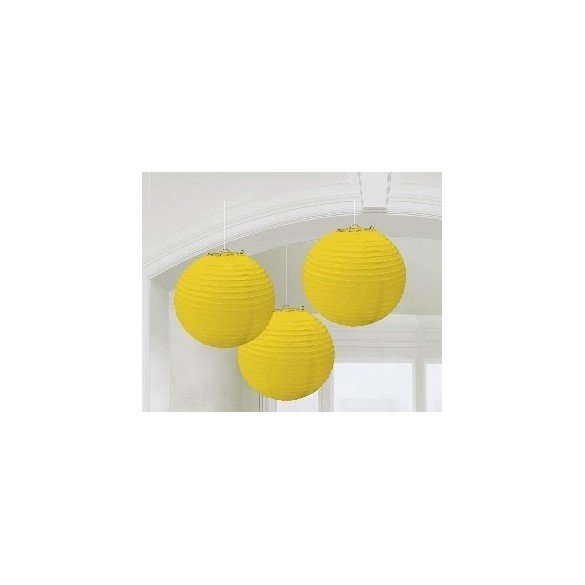 Linternas Colgantes Color Amarillo (3 de 20,4 cm)