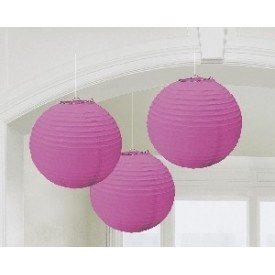 Linternas Colgantes Color Rosa (3 de 20,4 cm)