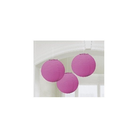 Linternas Colgantes Color Rosa (3 de 20,4 cm)