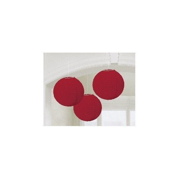 Linternas Colgantes Color Rojo (3 de 20,4 cm)