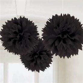 Fluffy PomPom Colgante Color Negro (3)