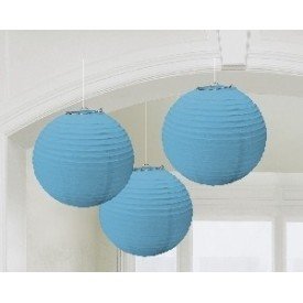 Linternas Colgantes Color Azul Caribe (3 de 20,4 cm)
