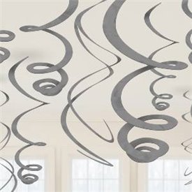 Decoracion Colgantes Espirales de Color Plata (12 de 55,8 cm)