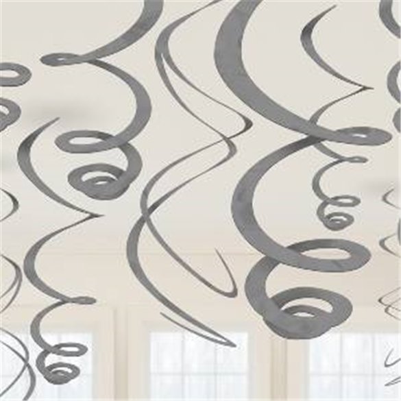 Decoracion Colgantes Espirales de Color Plata (12 de 55,8 cm)