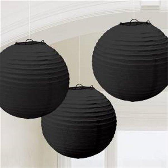 Linternas Colgantes Color Negro (3 de 20,4 cm)