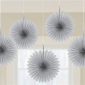 Farolillos Abanico color Plata (5 de 15,2 cm)
