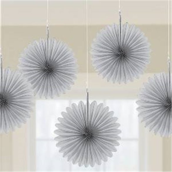 Farolillos Abanico color Plata (5 de 15,2 cm)