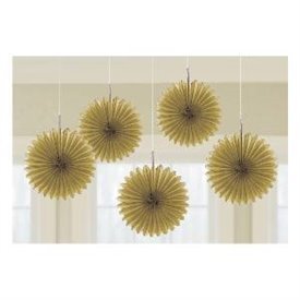 Farolillos Abanico color oro (5 de 15,2 cm)