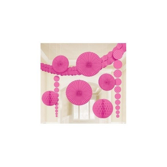 Kit Decoracion Damasco Color Fucsia